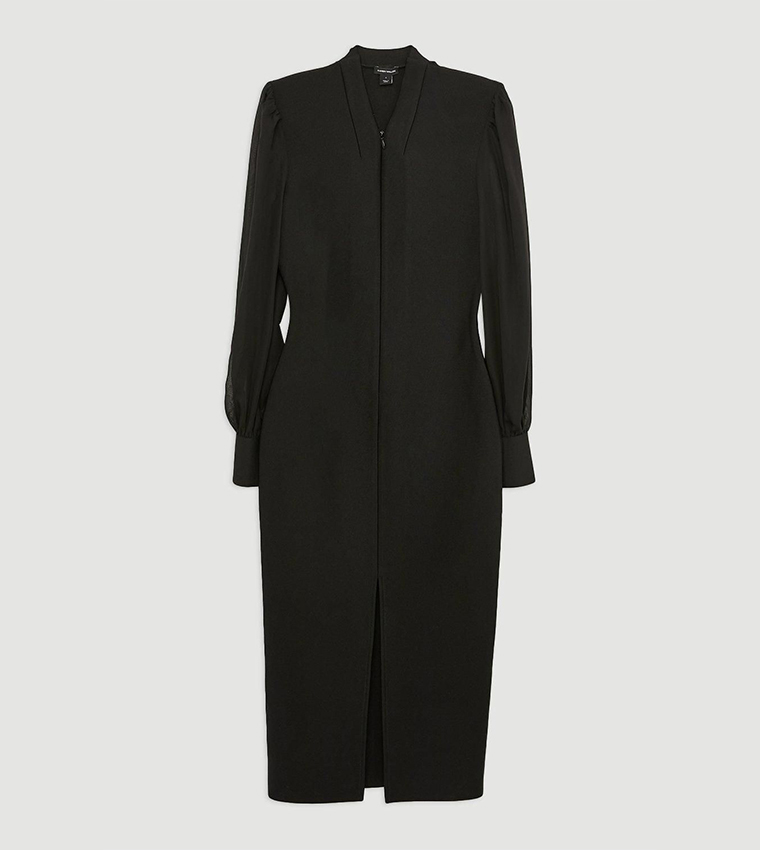 فستان ميدي منسوج بأكمام شيفون 