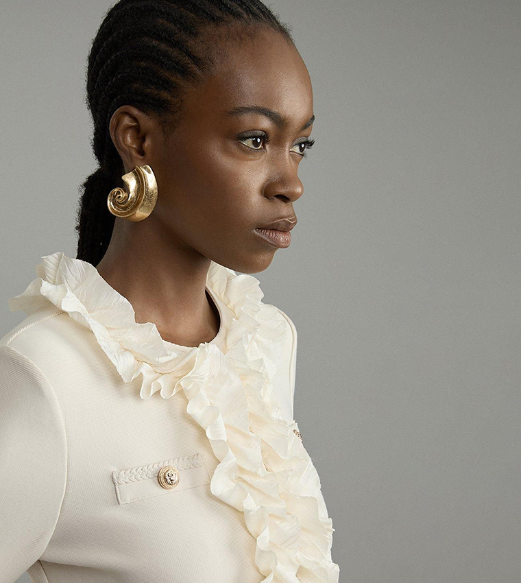 Ruffle Trim Long Sleeves Jacket