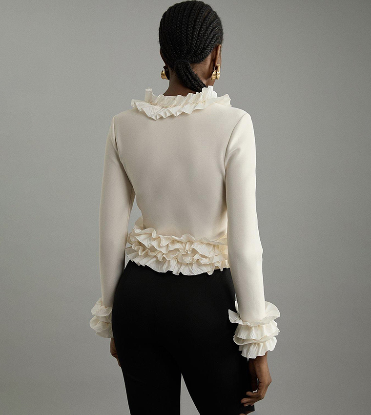 Ruffle Trim Long Sleeves Jacket