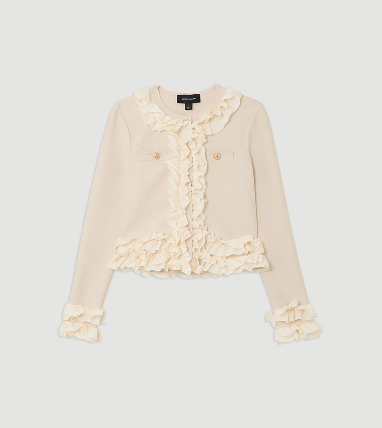 Ruffle Trim Long Sleeves Jacket
