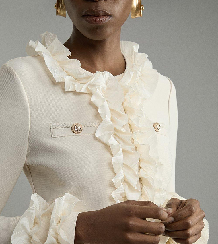 Ruffle Trim Long Sleeves Jacket