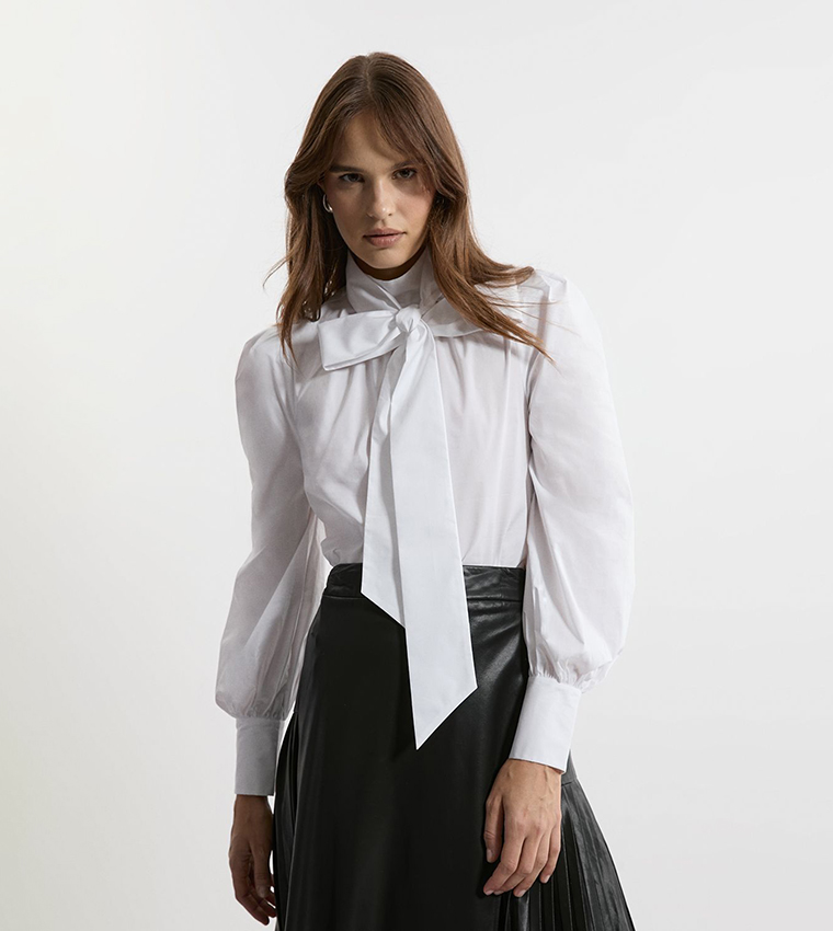 Back Cut-Out Long Sleeves Poplin Shirt