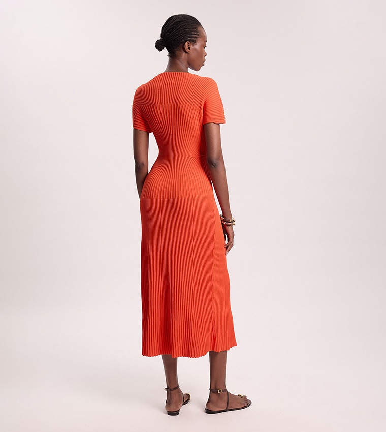 Stitch Detail Knit Midi Dress