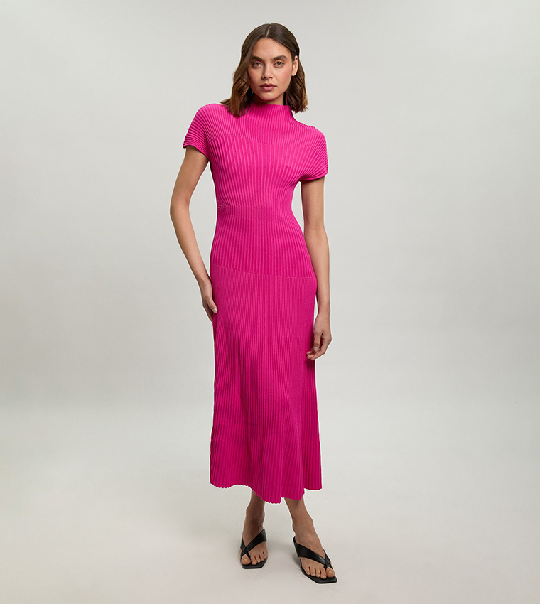 Textured Knit Midi Dress
