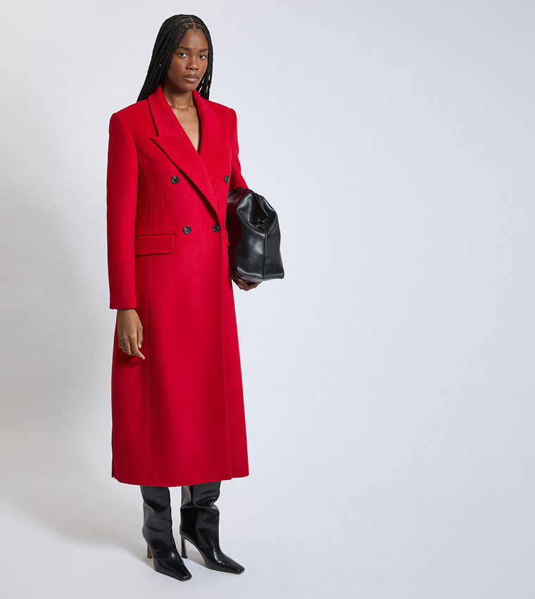 Brushed Wool Double Breasted Tailored Oversized Coat