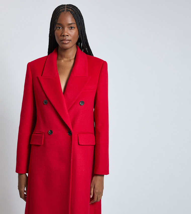 Brushed Wool Double Breasted Tailored Oversized Coat