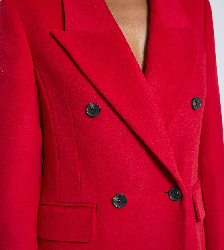 Brushed Wool Double Breasted Tailored Oversized Coat