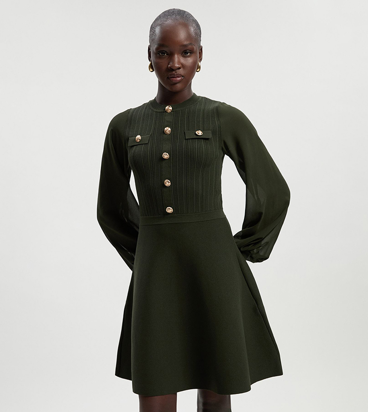 Viscose Blend Long Sleeves Mini Dress