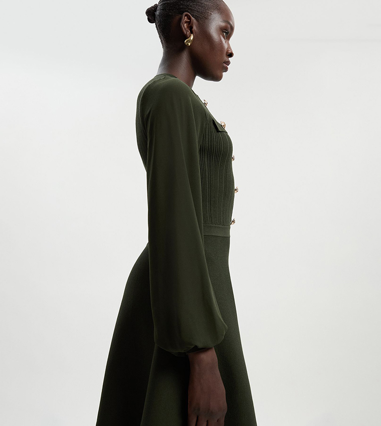 Viscose Blend Long Sleeves Mini Dress