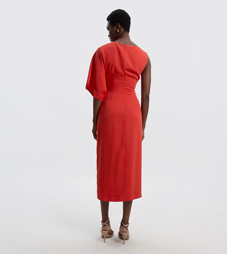 Buy Karen Millen Soft Tailored Asymmetric Sleeves Midi Dress In Red | 6thstreet Qatar Buy Karen Millen Soft Tailored Asymmetric Sleeves Midi Dress In Red | 6thstreet Qatar