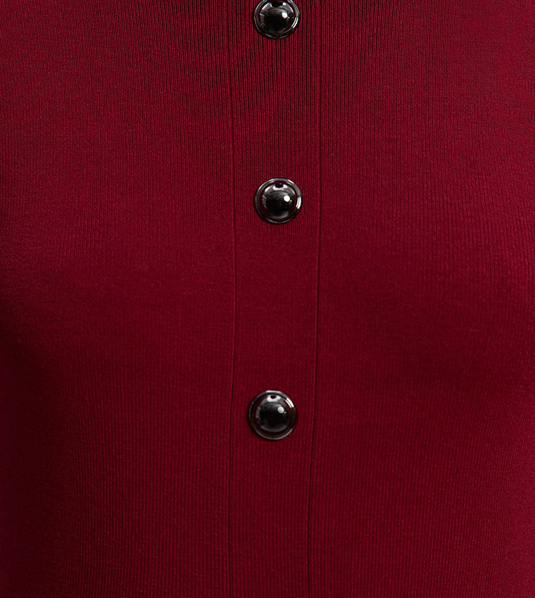 Viscose Blend Tab Detail Pleated Knit Mini Dress