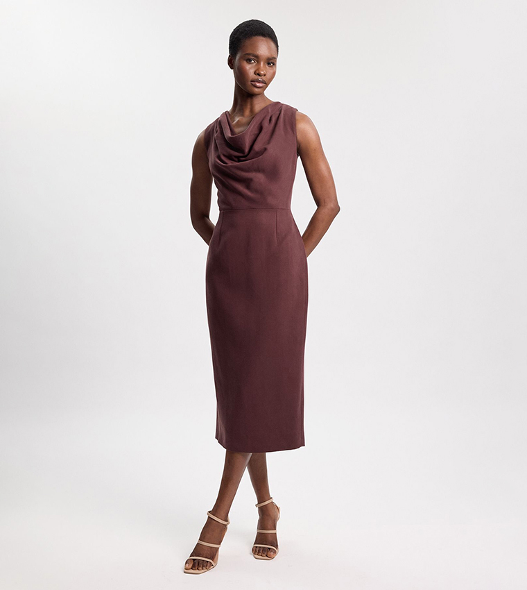 karen millen brown dress Vintage Y2K Chestnut Silk Lace Party Dress by Karen Millen / M  Xtabay  Vintage