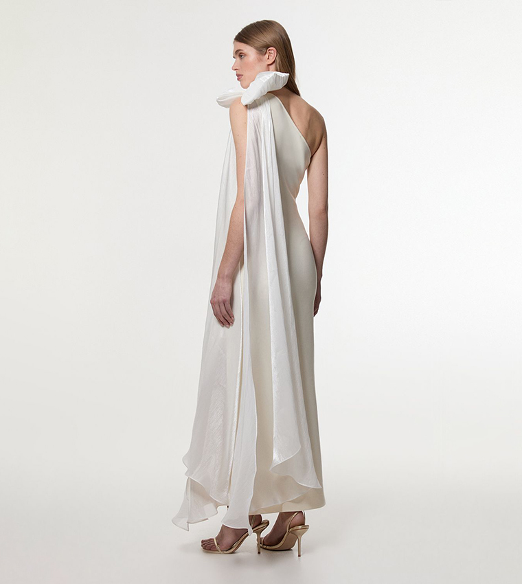 Petite Bandage Figure Form Knit Cape Detail Maxi Dress