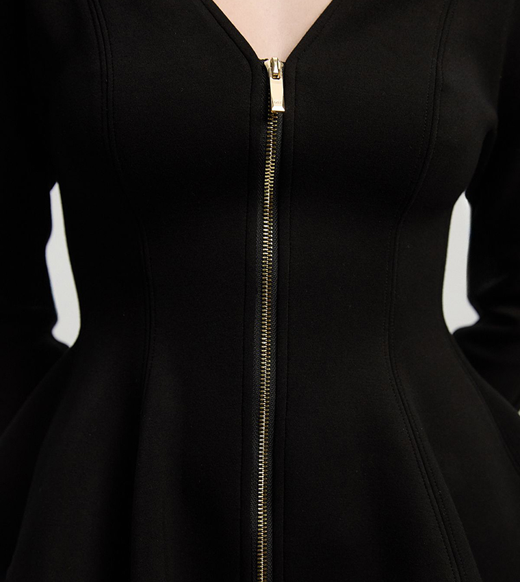 Ponte Peplum Sleeves V-Neck Top