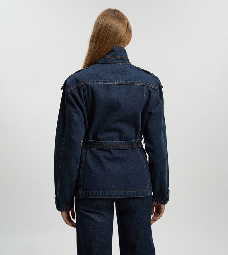 Belted Safari Denim Jacket