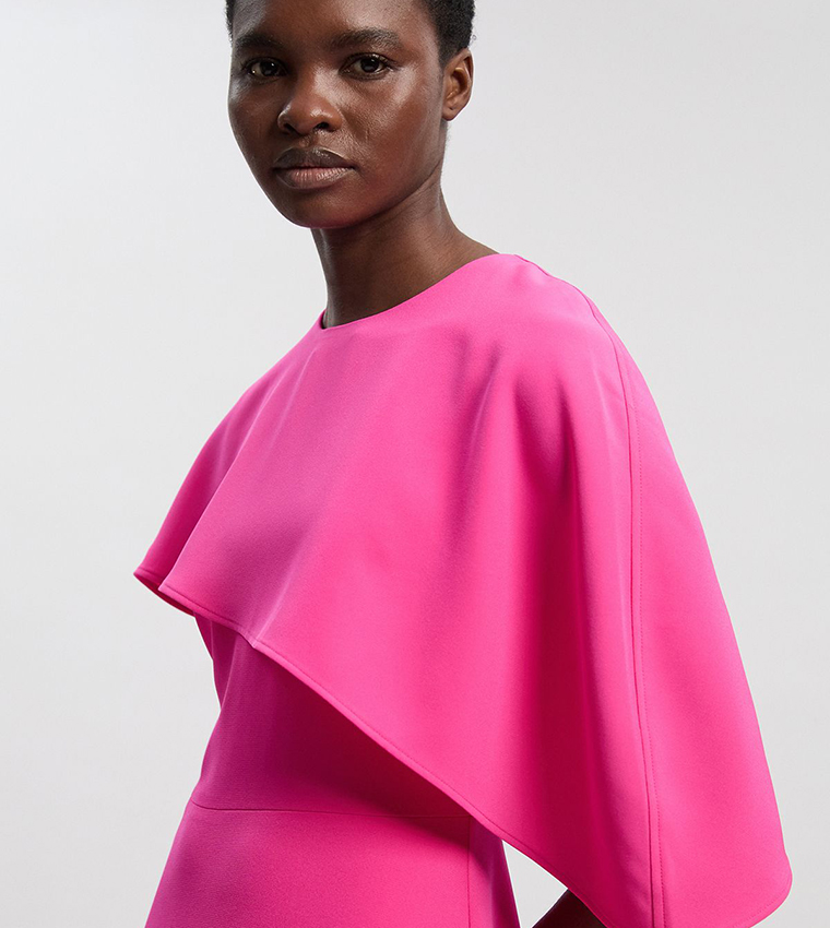 Soft Tailored Cape Detail Tailored Maxi Dress