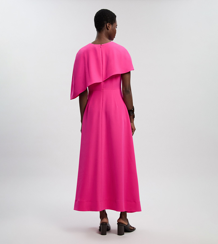 Soft Tailored Cape Detail Tailored Maxi Dress