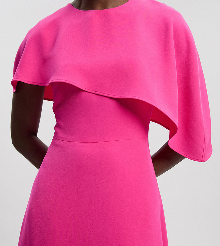 Soft Tailored Cape Detail Tailored Maxi Dress