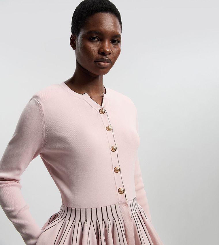 Buy Karen Millen Viscose Blend Knit Peplum Top In Light Pink