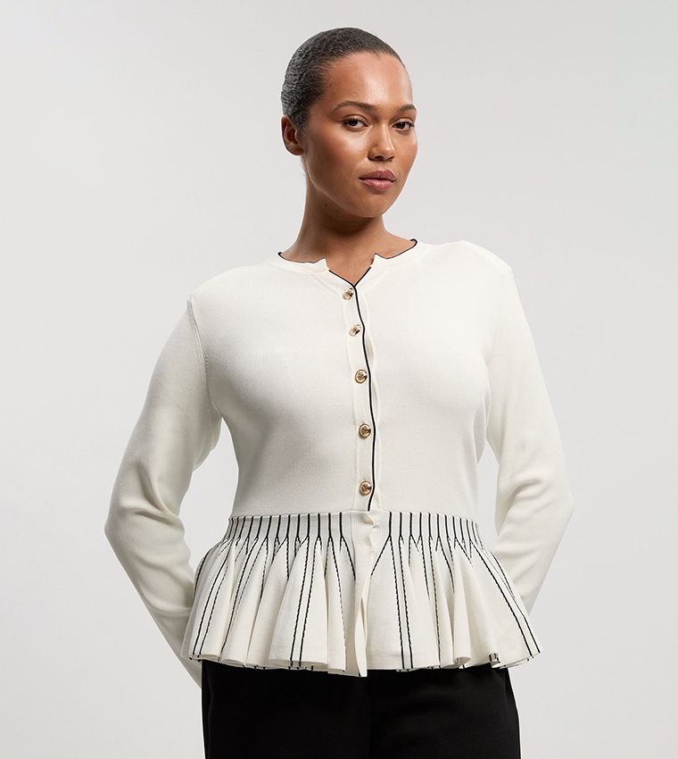 Buy Karen Millen Curve Viscose Blend Knit Peplum Top In Ivory
