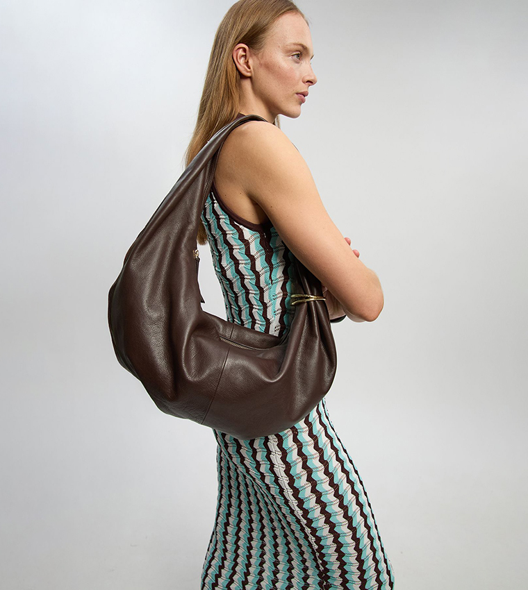 Knit Contrast Collar Pointelle Sleeveless Midi Dress