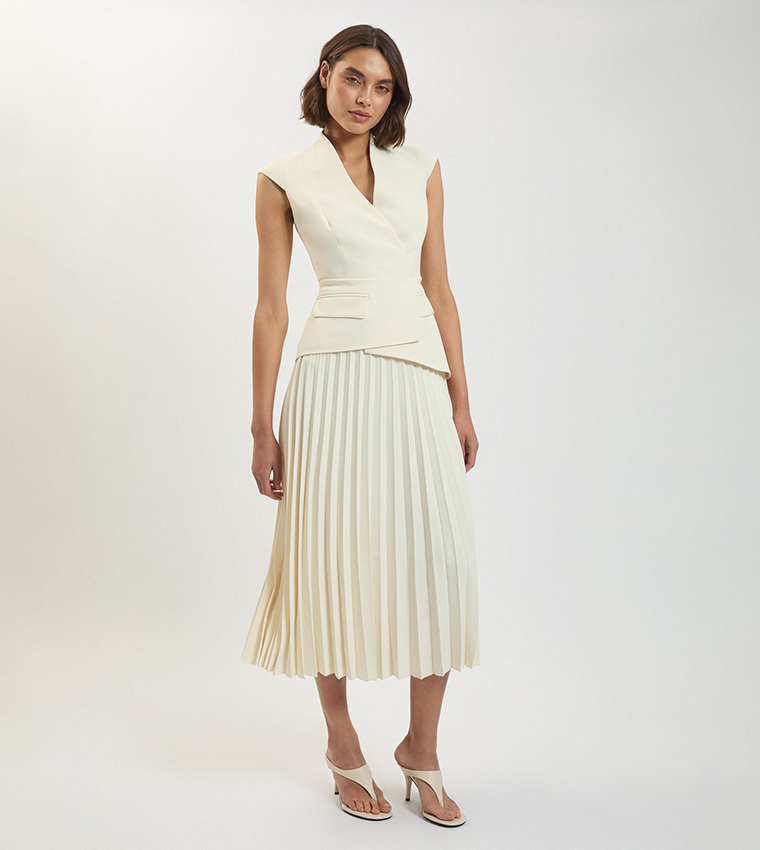 tailored crepe asymmetric pleated midi dress Buy Karen Millen In Beige bridal lace dress *' Sleeveless -Line Maxi Size:US14 and pair with pointed