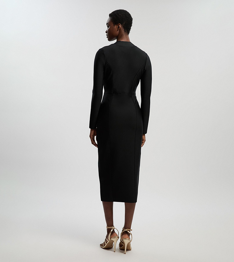 Buy Karen Millen Figure Form Bandage Asymmetric Zip Detail Midi Dress In  BLACK | 6thstreet Saudi Arabia