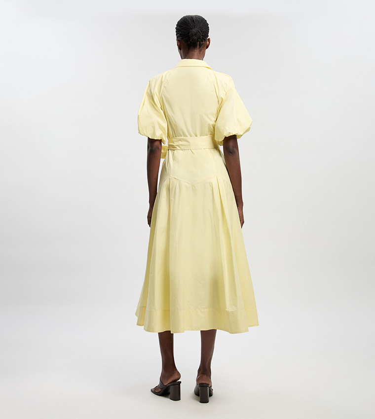 فستان قميص ميدي قطن كم باف