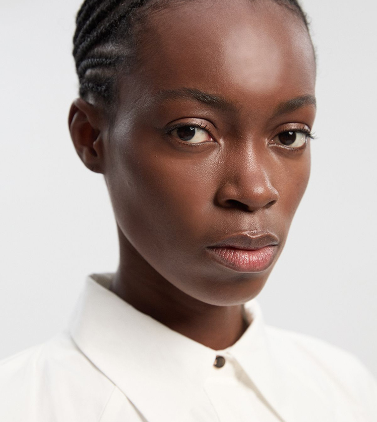 فستان قميص ميدي قطن كم باف