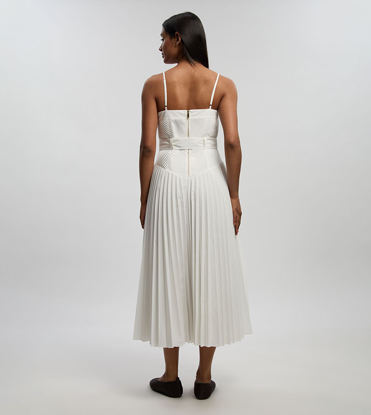 فستان ميدي بحمالات رفيعة بخصر منخفض للمقاسات الصغيرة