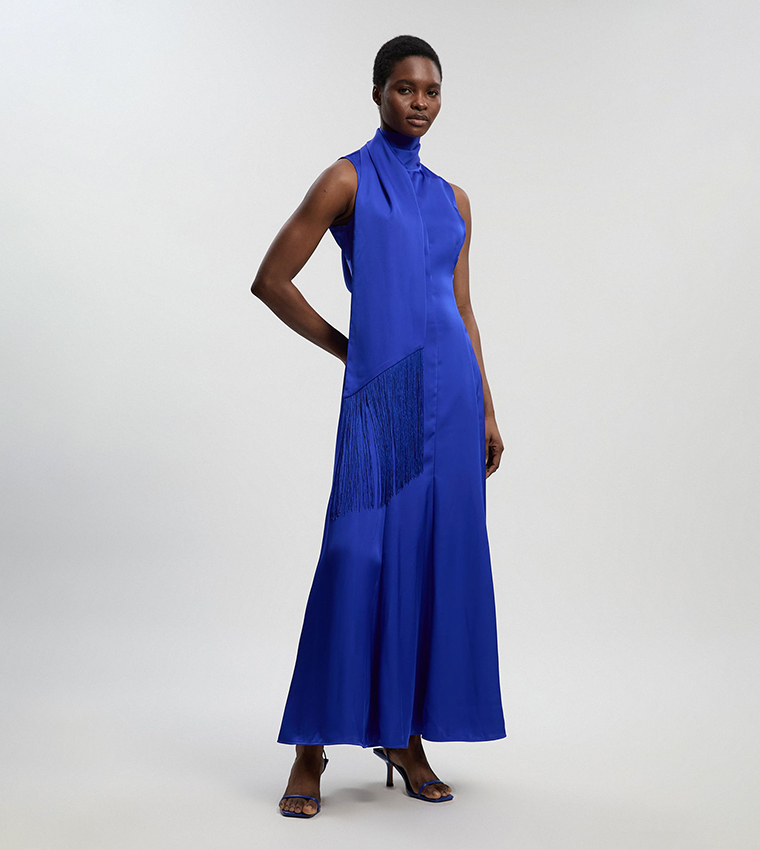 karen millen blue satin dress KRIS MARAN - Asymmetrical Leather Dress main image 0