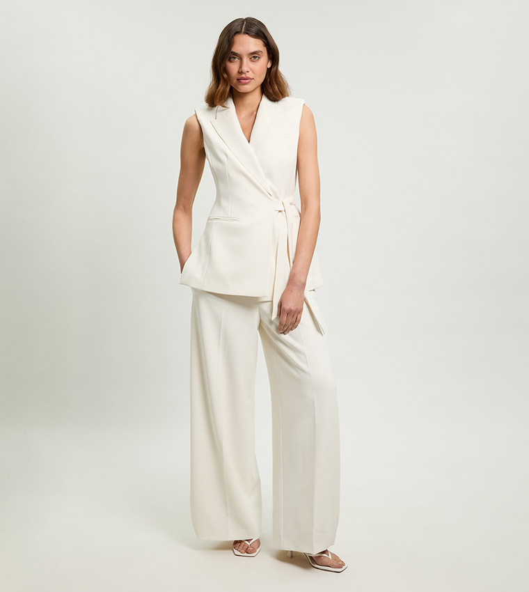 Compact Stretch Tailored Wide Leg Trouser