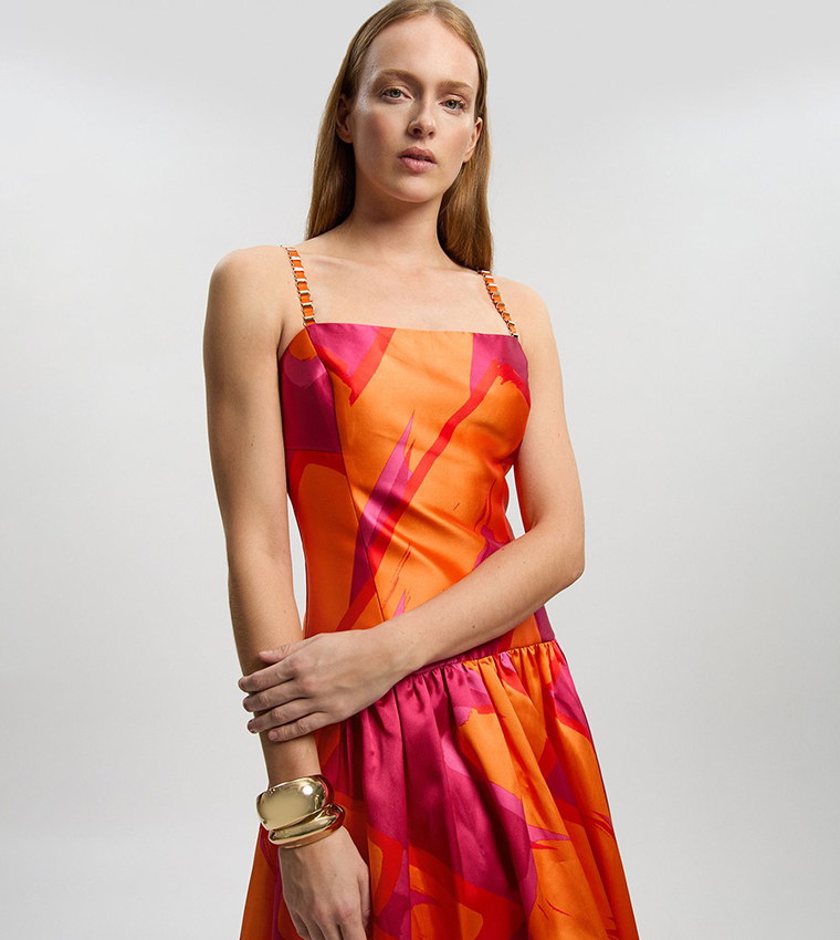 karen millen pink and orange dress Karen Millen Soft Tailored Full Skirt Belted Colour