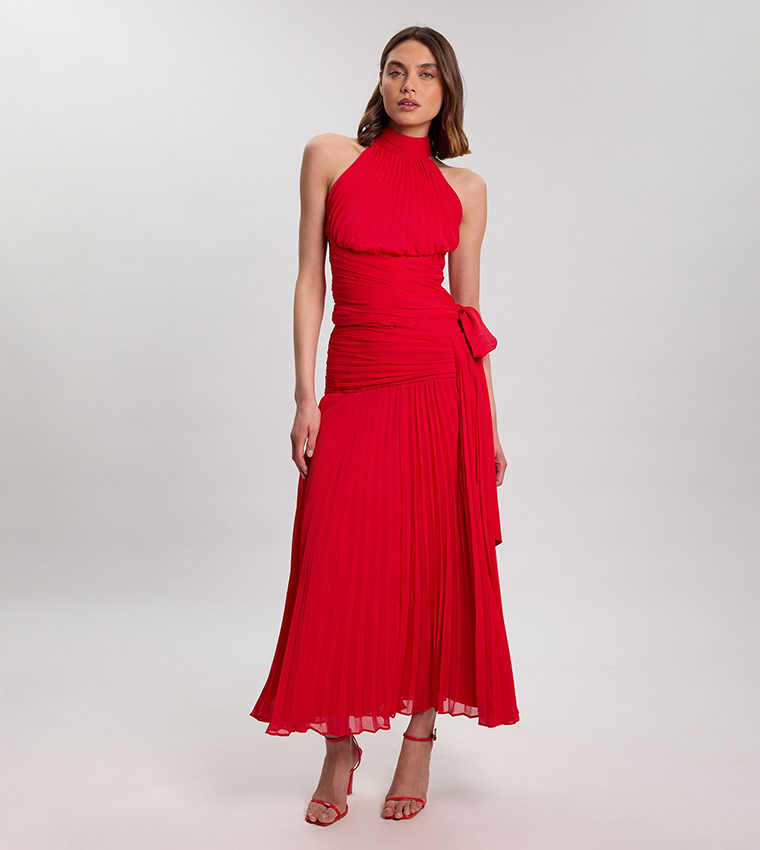 Crinkle Chiffon Halterneck Top