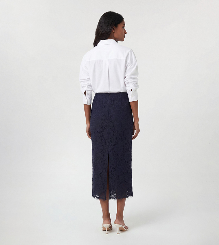 High Waist Lace Woven Midi Skirt