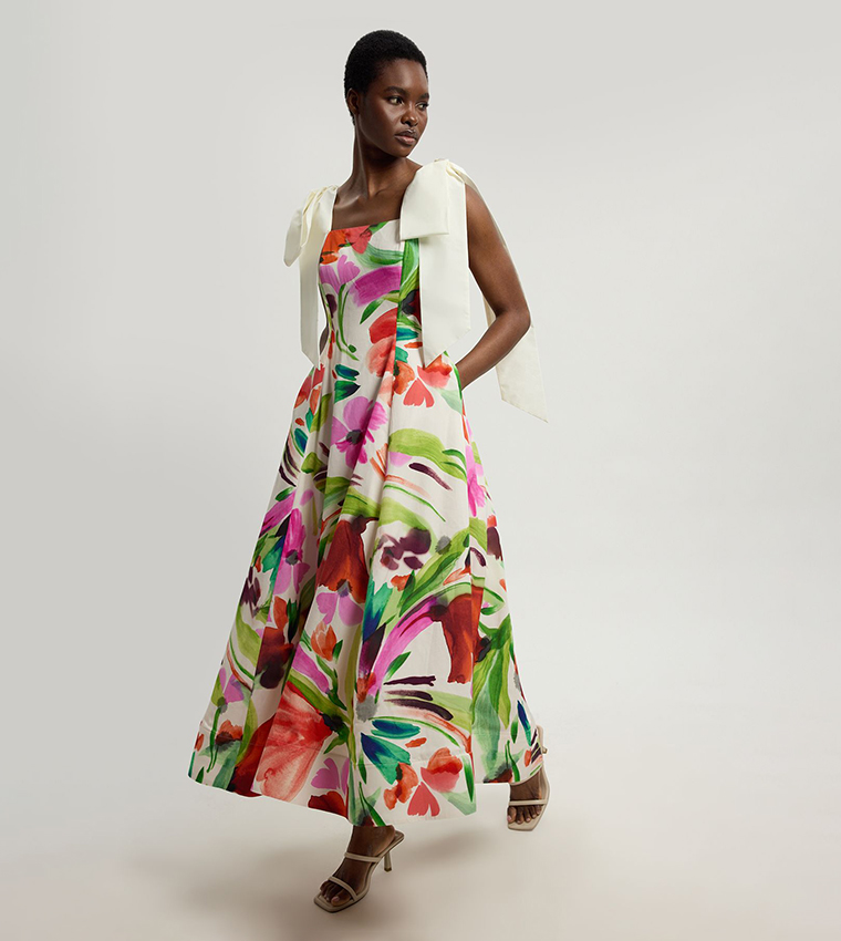 Buy Karen Millen Floral Print Viscose Linen Woven Prom Maxi Dress In Multiple Colors | 6thstreet Saudi Arabia Buy Karen Millen Floral Print Viscose Linen Woven Prom Maxi Dress In Multiple Colors | 6thstreet Saudi Arabia