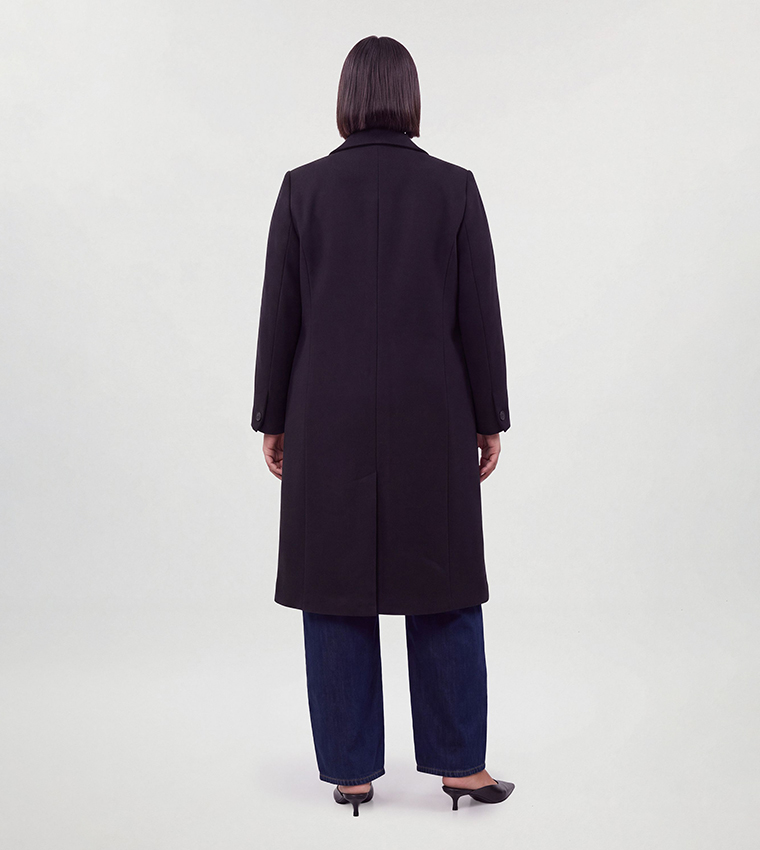 Curve Wool Fitted Double Breasted Tailored Coat