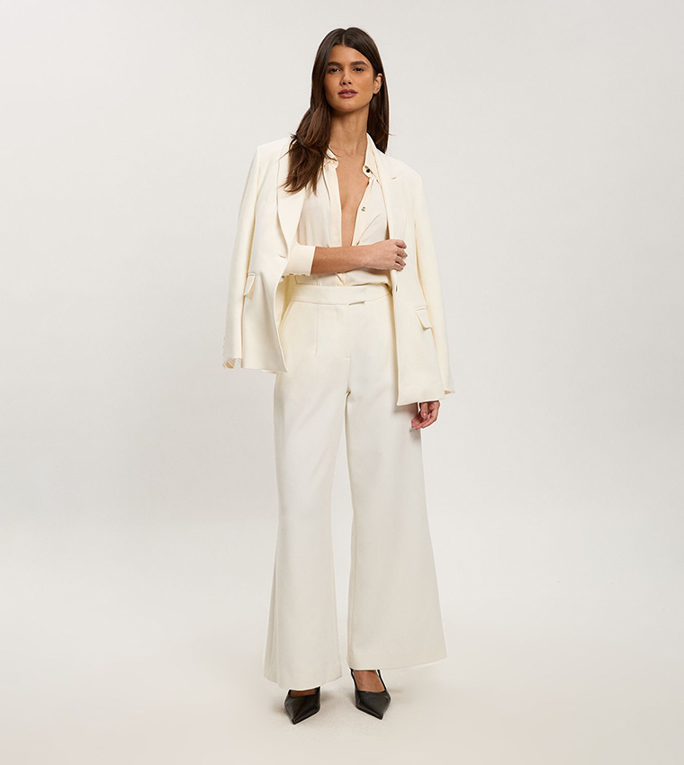 Petite Compact Stretch Straight Fit Tailored Trousers