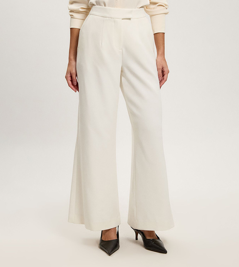 Petite Compact Stretch Straight Fit Tailored Trousers