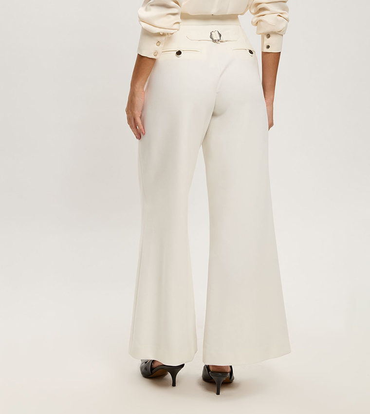 Petite Compact Stretch Straight Fit Tailored Trousers