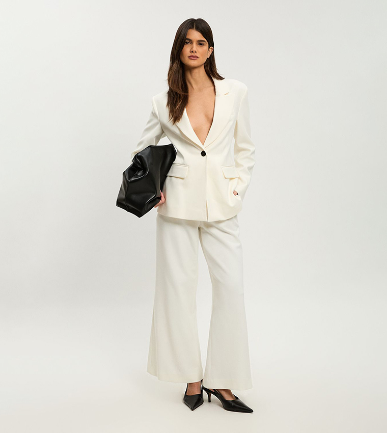 Petite Compact Stretch Straight Fit Tailored Trousers