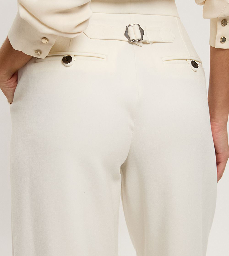 Petite Compact Stretch Straight Fit Tailored Trousers