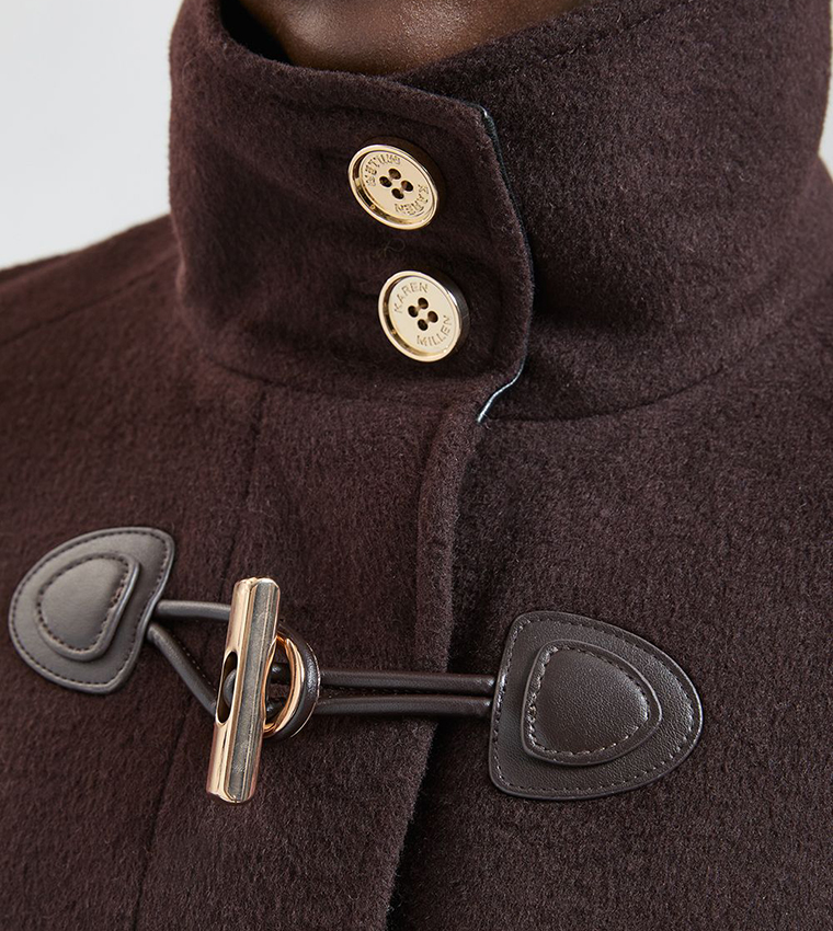 Wool Blend Trim Cape Jacket