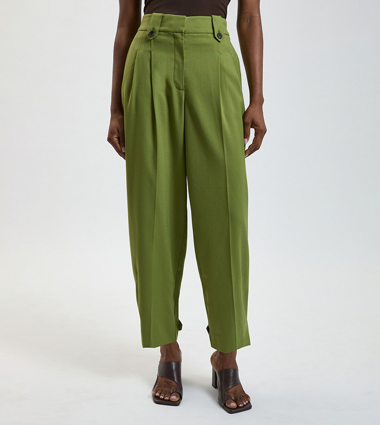 Petite Herringbone Texture Utility Trousers