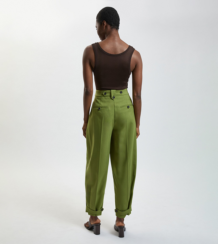 Petite Herringbone Texture Utility Trousers