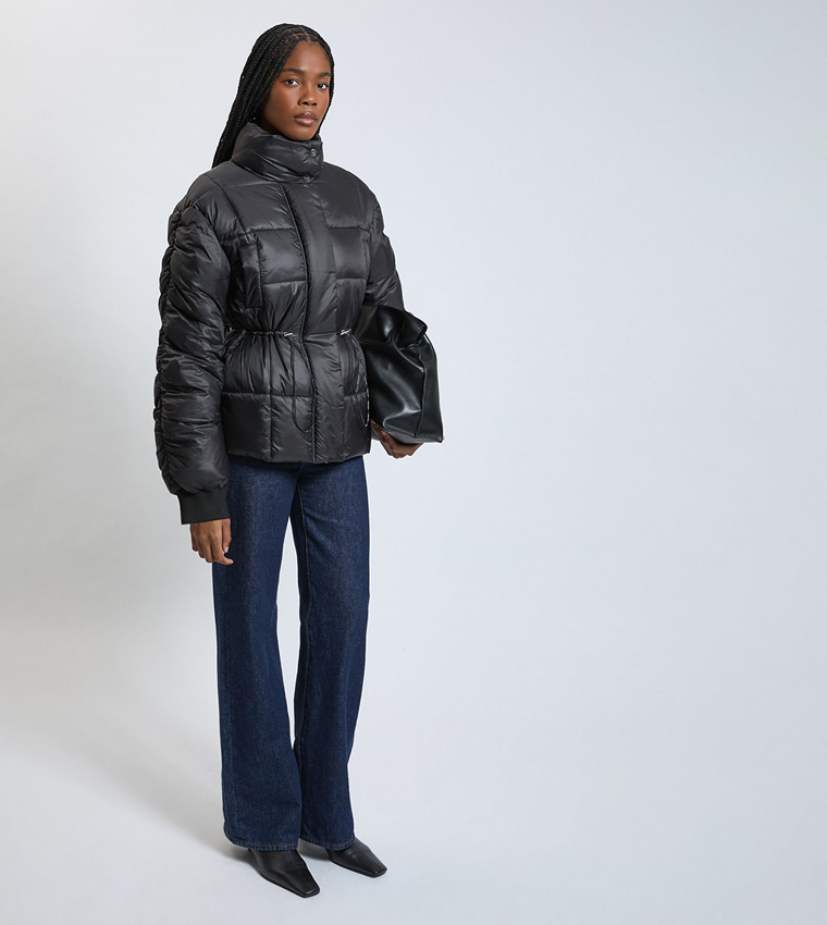 Square Padded High Neck Coat