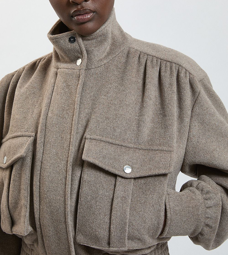 Wool Blend Tailored Coat