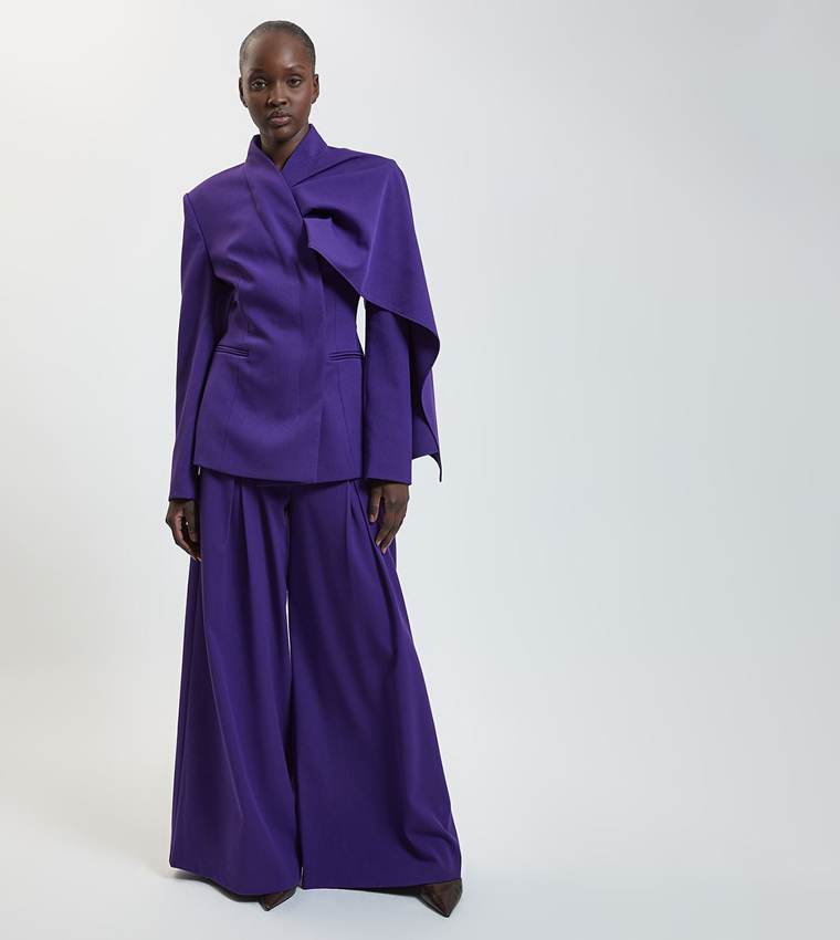 Tailored Drape Wrap Blazer