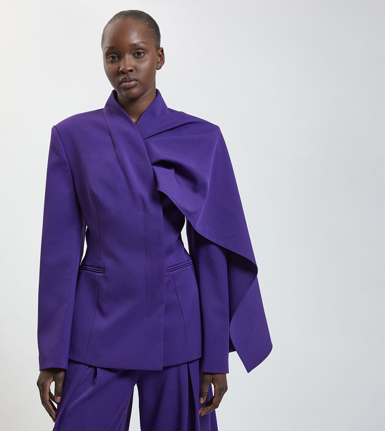 Tailored Drape Wrap Blazer