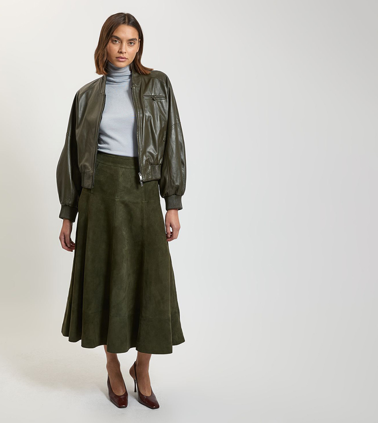 Leather Collared Bomber Jacket